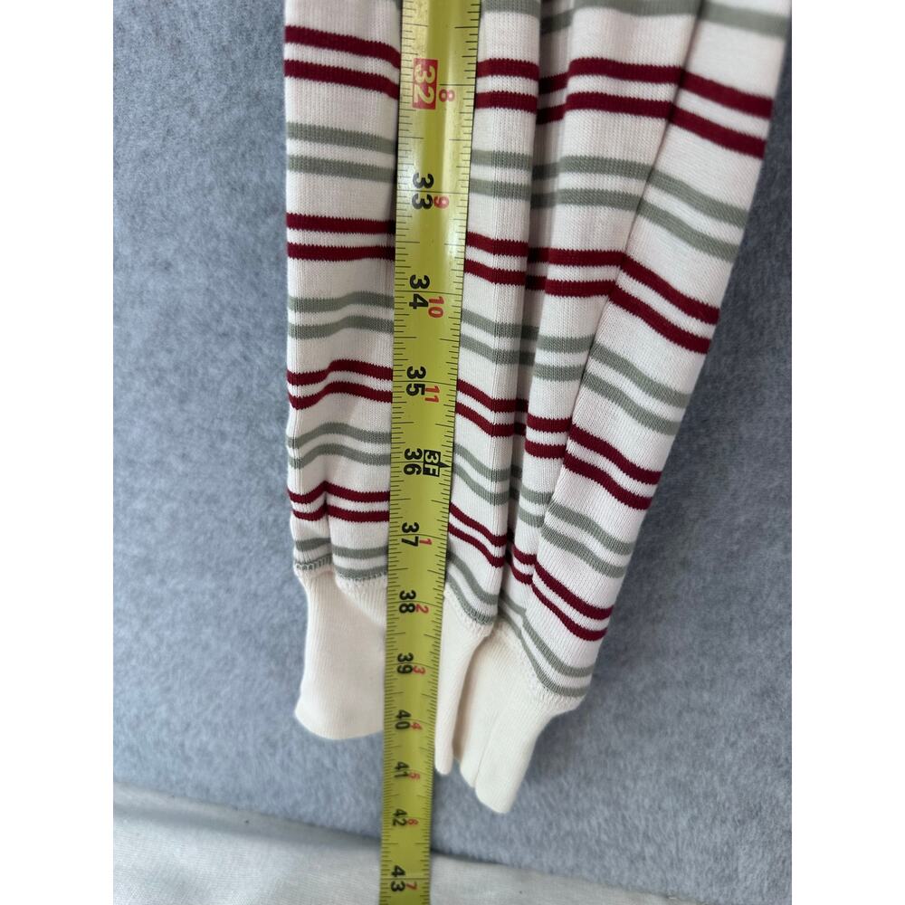Pact Womens M Striped Red White Green Organic Cotton LS/Pant Jogger Pajama Set - Picture 12 of 15